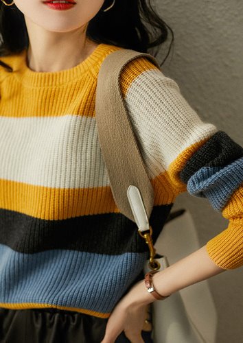 [제작수입명품ST여성의류] 211022-20XX TOP 바나킥 스트라이프 캐시미어 스웨터