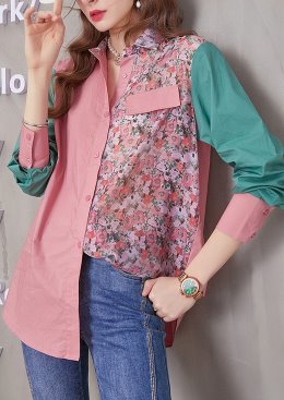 [수입명품ST여성의류] 220328-04BS TOP 하프 핑크 플라워셔츠