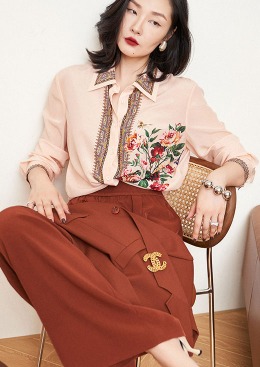 [제작수입명품ST여성의류] 220830-05GA TOP 핑크로즈 멀베리실크 셔츠