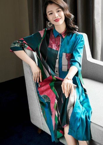[수입명품ST여성의류] 190806-33 DRESS 2컬러 프린팅셔츠원피스